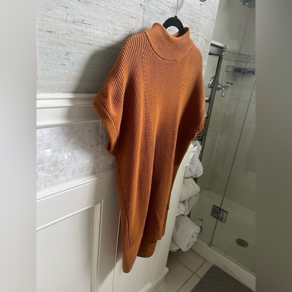 NWT new Anthropologie medium fits large  mock neck sweater mini dress brown - Picture 6 of 16